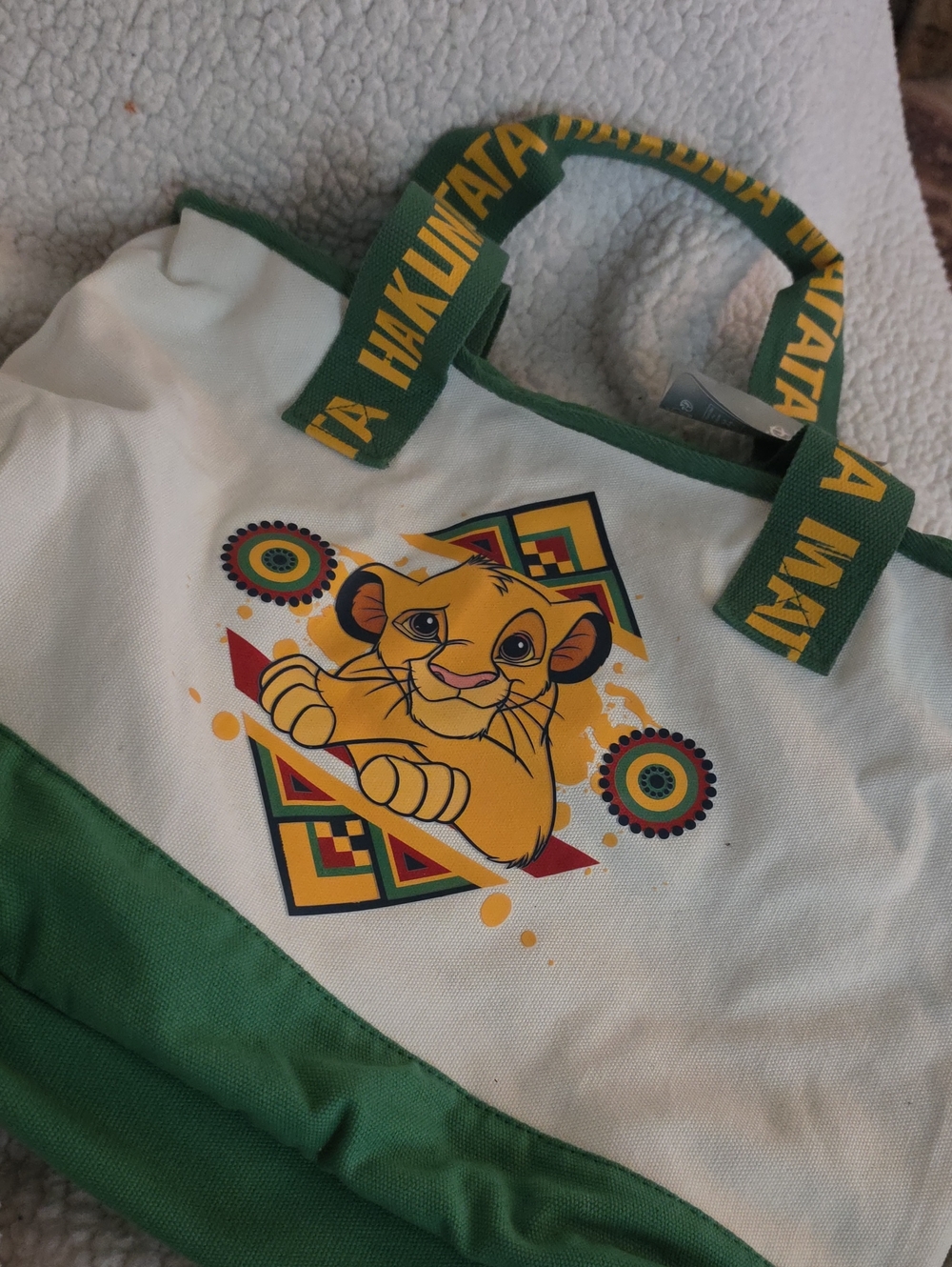 Disney lion king simba large tote bag